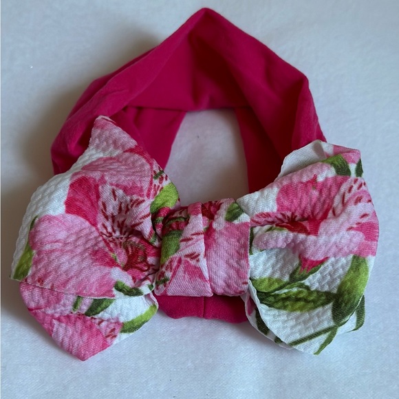Pink Floral Bohemian Bow Headband - Picture 4 of 4